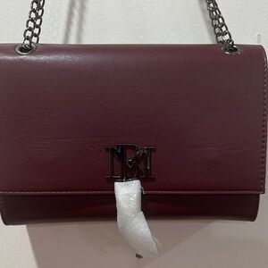 Badgley Mischka Burgundy Crossbody Bag with Chain